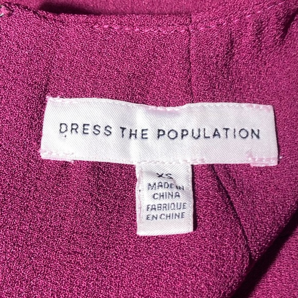 DRESS THE POPULATION Lainey Dress Dark Magenta Bodycon MIDI Dress Size XS NWOT - Picture 7 of 8